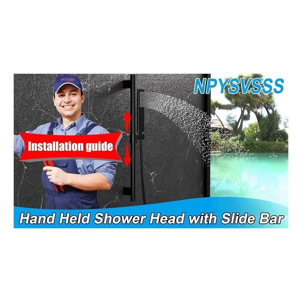 Matte Black Handheld Shower Head Set with 24